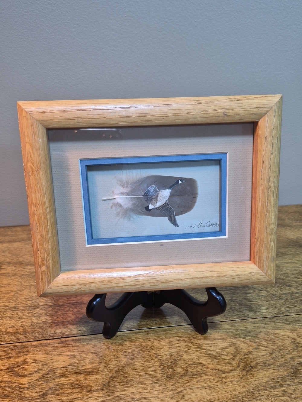 THE PAINTED FEATHER 1998 Original Canada Goose On Feather Painting By Gene Scott